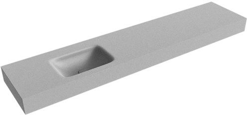 GRUNNE Plata vrijhangende wastafel 191cm. Positie wasbak Links rand 12cm. 