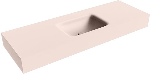 GRUNNE Rosee vrijhangende wastafel 121cm. Positie wasbak Midden rand 12cm. 