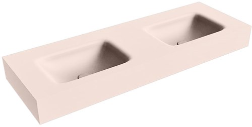 GRUNNE Rosee vrijhangende wastafel 121cm. Positie wasbak Dubbel rand 12cm. 