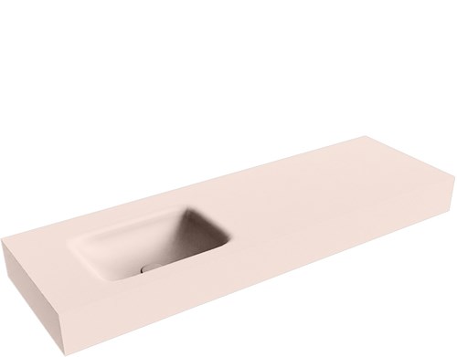GRUNNE Rosee vrijhangende wastafel 130cm. Positie wasbak Links rand 12cm. 