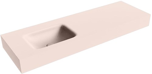 GRUNNE Rosee vrijhangende wastafel 131cm. Positie wasbak Links rand 12cm. 