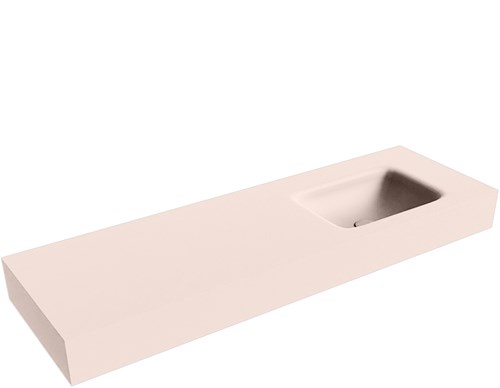 GRUNNE Rosee vrijhangende wastafel 130cm. Positie wasbak Rechts rand 12cm. 