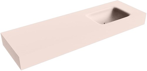 GRUNNE Rosee vrijhangende wastafel 131cm. Positie wasbak Rechts rand 12cm. 