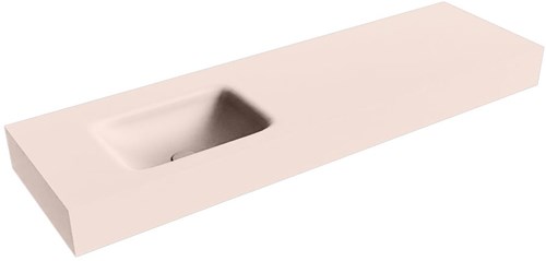 GRUNNE Rosee vrijhangende wastafel 141cm. Positie wasbak Links rand 12cm. 