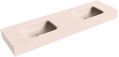 GRUNNE Rosee vrijhangende wastafel 151cm. Positie wasbak Dubbel rand 12cm. 