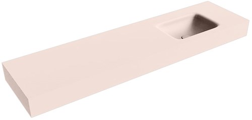GRUNNE Rosee vrijhangende wastafel 160cm. Positie wasbak Rechts rand 12cm. 