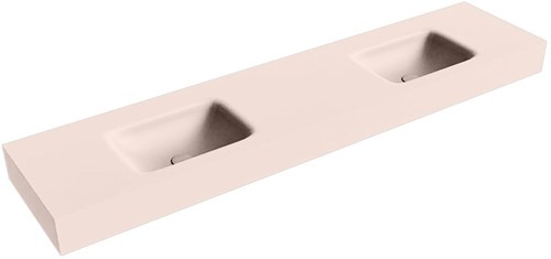 GRUNNE Rosee vrijhangende wastafel 181cm. Positie wasbak Dubbel rand 12cm. 