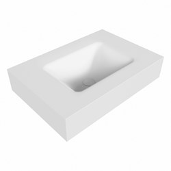 GRUNNE Talc Lavabo sospeso à parete solid surface 61cm. Posizione lavabo Mittig bordo 12cm.