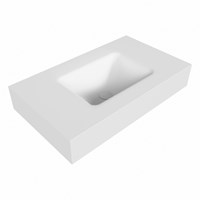 GRUNNE Talc Lavabo sospeso à parete solid surface 71cm. Posizione lavabo Mittig bordo 12cm.