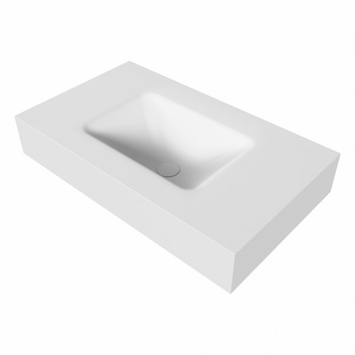 GRUNNE Talc Lavabo sospeso à parete solid surface 71cm. Posizione lavabo Mittig bordo 12cm.-3
