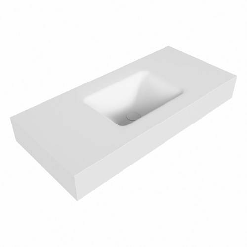 GRUNNE Talc Lavabo sospeso à parete solid surface 90cm. Posizione lavabo Mittig bordo 12cm.