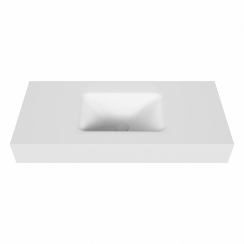 GRUNNE Talc freihängend Waschtisch aus solid surface (mineralwerkstoff) 90cm. Waschbeckenposition Mittig rand 12cm hoch.-2