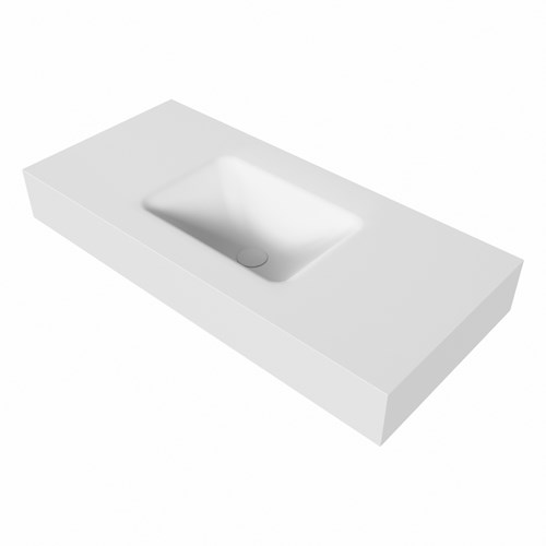 GRUNNE Talc Lavabo sospeso à parete solid surface 90cm. Posizione lavabo Mittig bordo 12cm.-3