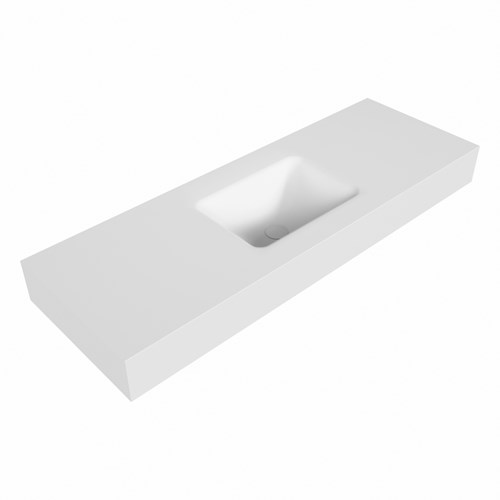 GRUNNE Talc Lavabo suspendido de solid surface 120cm. Posición del fregadero Centro borde de 12cm de alto.
