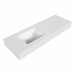 GRUNNE Talc Lavabo mural solid surface 121cm. Position lavabo Gauche rebord 12cm.