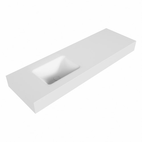 GRUNNE Talc Lavabo sospeso à parete solid surface 130cm. Posizione lavabo Mittig bordo 12cm.