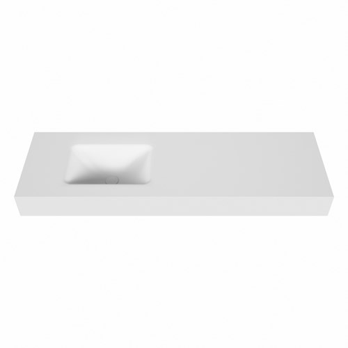 GRUNNE Talc Lavabo mural solid surface 130cm. Position lavabo Centrée rebord 12cm.-2