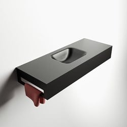 EASY Inbouw handdoekhouder verticaal 40cm voor vrijhangende wastafel. Positie zijkant Links.