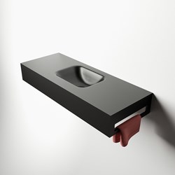 EASY Inbouw handdoekhouder verticaal 40cm voor vrijhangende wastafel. Positie zijkant Rechts.