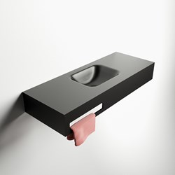 EASY Inbouw handdoekhouder verticaal 40cm voor vrijhangende wastafel. Positie voorkant Links.