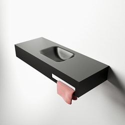 EASY Inbouw handdoekhouder verticaal 40cm voor vrijhangende wastafel. Positie voorkant Rechts.