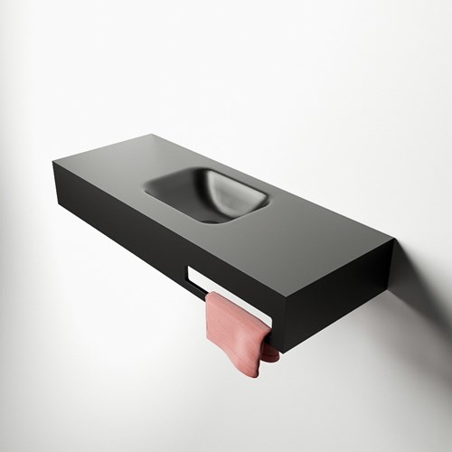 EASY Inbouw handdoekhouder verticaal 40cm voor vrijhangende wastafel. Positie voorkant Rechts.