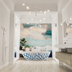 HOLM DESIGN Bañera exenta solid surface 180x85cm color Jeans / Talc.