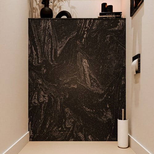 HOPE Toiletplaat SET solid surface achterwand 100x125cm met Planchet 100x23cm in de kleur Lava, niet voorgeboord.