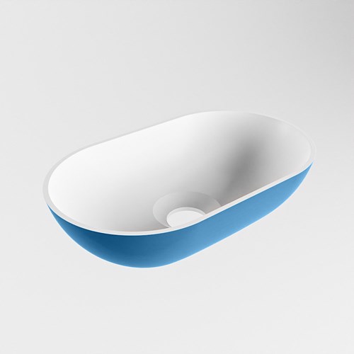 POOLE Lavabo d'appoggio solid surface 30cm colore Jeans / Talc.-2