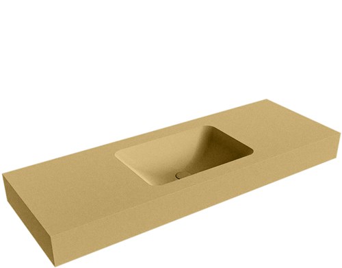 LEAF Oro vrijhangende wastafel 131cm. Positie wasbak Midden rand 12cm. 