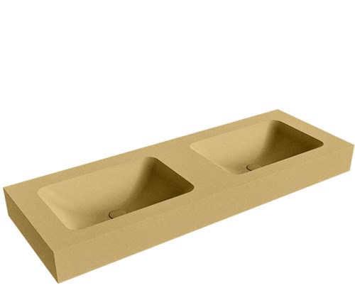 LEAF Oro vrijhangende wastafel 131cm. Positie wasbak Dubbel rand 12cm. 