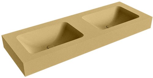 LEAF Oro vrijhangende wastafel 130cm. Positie wasbak Dubbel rand 12cm. 