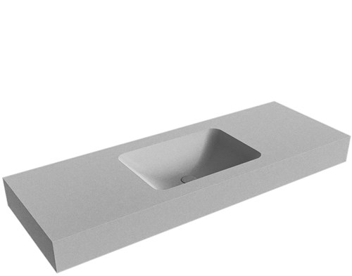 LEAF Plata vrijhangende wastafel 131cm. Positie wasbak Midden rand 12cm. 