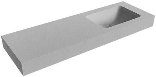 LEAF Plata vrijhangende wastafel 140cm. Positie wasbak Rechts rand 12cm. 
