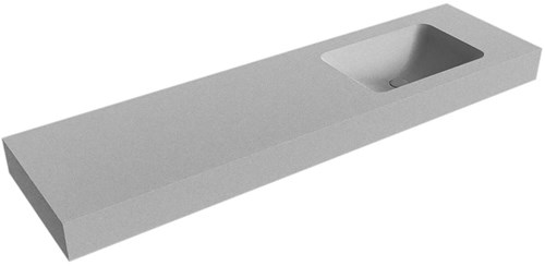 LEAF Plata vrijhangende wastafel 170cm. Positie wasbak Rechts rand 12cm. 