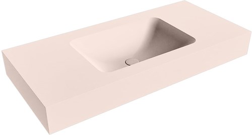 LEAF Rosee vrijhangende wastafel 101cm. Positie wasbak Midden rand 12cm. 