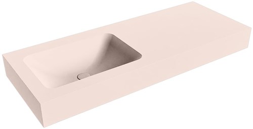 LEAF Rosee vrijhangende wastafel 121cm. Positie wasbak Links rand 12cm. 