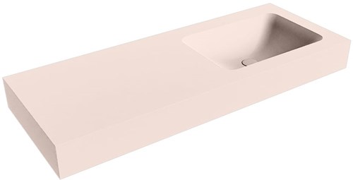 LEAF Rosee vrijhangende wastafel 120cm. Positie wasbak Rechts rand 12cm. 