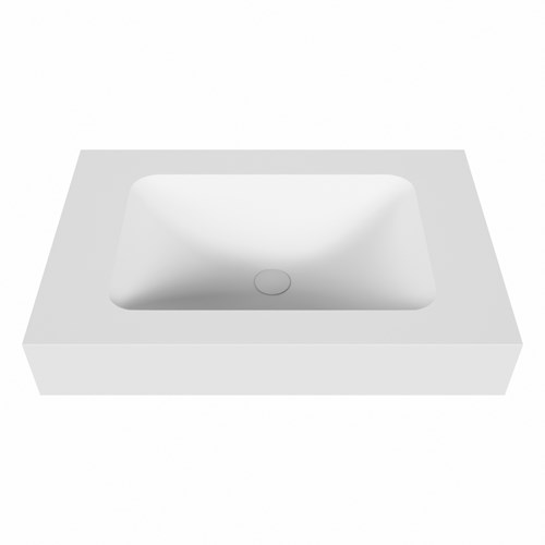 LEAF Talc Lavabo suspendido de solid surface 70cm. Posición del fregadero Centro borde de 12cm de alto.-2