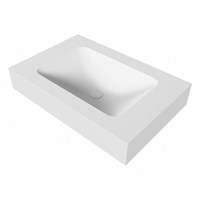 LEAF Talc Lavabo suspendido de solid surface 70cm. Posición del fregadero Centro borde de 12cm de alto.-3