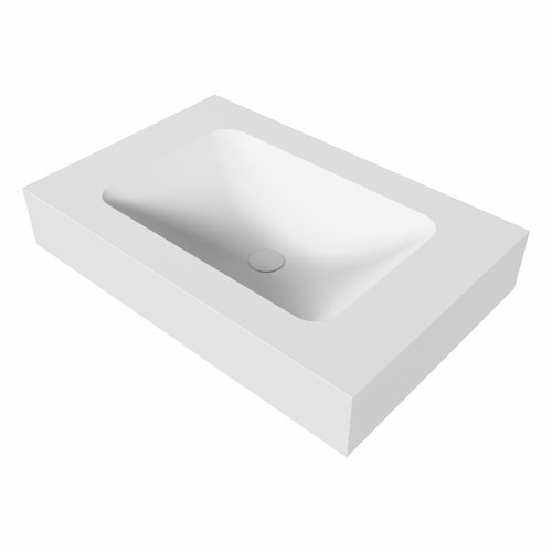 LEAF Talc Lavabo suspendido de solid surface 70cm. Posición del fregadero Centro borde de 12cm de alto.-3