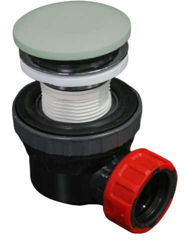 Platzsparender Klicksiphon 6,7cm hoch, solid surface rund farbe Greey-2