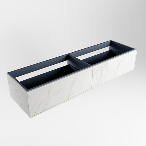 ERIN badmeubel onderkast 160cm met 2 lades in de kleur Carrara, Geen uitsparing in lade.