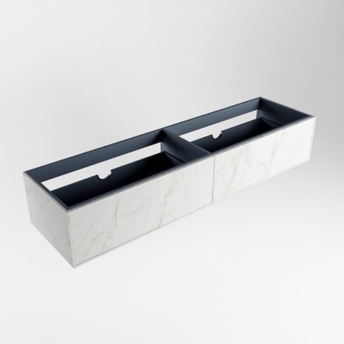 ERIN badmeubel onderkast 170cm met 2 lades in de kleur Carrara, Dubbele uitsparing in lade.