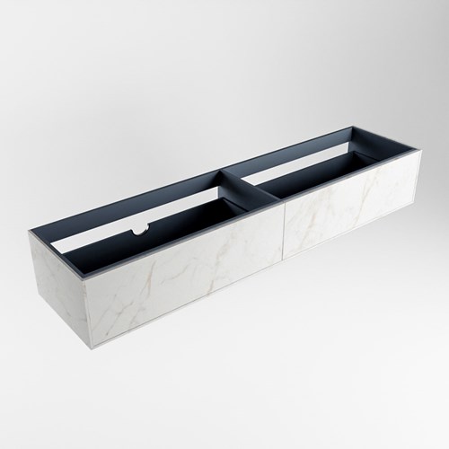 ERIN badmeubel onderkast 190cm met 2 lades in de kleur Carrara, Links uitsparing in lade.