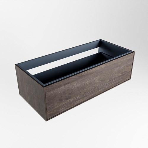 ERIN badmeubel onderkast 100cm met 1 lade in de kleur Dark Brown, Geen uitsparing in lade.
