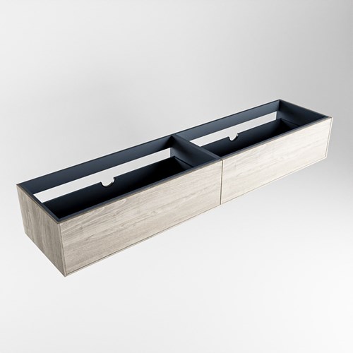 ERIN badmeubel onderkast 200cm met 2 lades in de kleur Light Brown Grey, Dubbele uitsparing in lade.