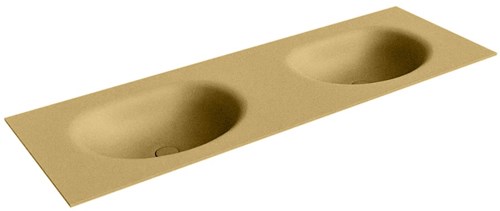 MOON Oro solid surface inbouw wastafel 141cm. Positie wasbak Dubbel. 