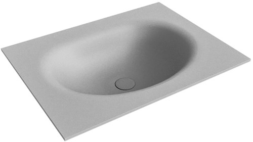 MOON Plata solid surface inbouw wastafel 61cm. Positie wasbak Midden. 