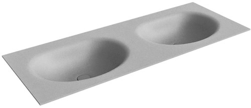 MOON Plata solid surface inbouw wastafel 120cm. Positie wasbak Dubbel. 